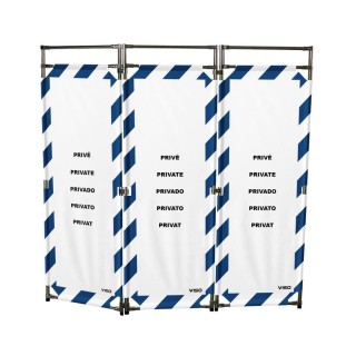 Barrière Travo Viso INOX - 3 vantaux - Logo PRIVÉ - Blanc-Bleu L 1700 x H 1800 mm