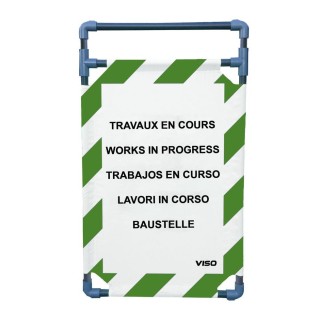 Barrière Travo Viso PVC - 1 Panneau - Logo TRAVAUX EN COURS - Bleu-Blanc L 570 x H 1000 mm