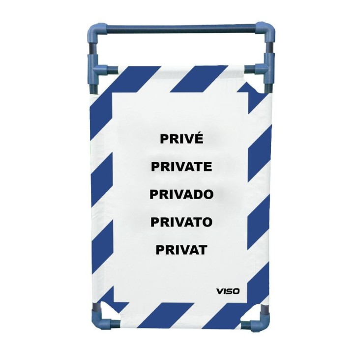 Barrière Travo Viso PVC - 1 Panneau - Logo PRIVÉ - Bleu-Blanc L 570 x H 1000 mm