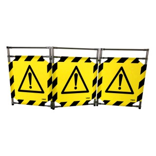 Barrière Travo Viso INOX - 3 vantaux - Logo DANGER - Noir-Jaune L 1700 x H 1000 mm