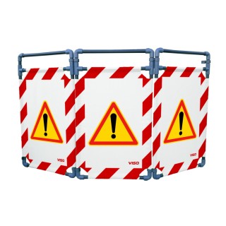 Barrière Travo Viso PVC - 3 vantaux - Logo ATTENTION DANGER - Rouge L 1700 x H 1000 mm