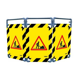 Barrière Travo Viso PVC - 3 vantaux - Logo CHANTIER - Rouge L 1700 x H 1000 mm