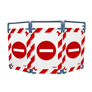 Barrière Travo Viso PVC - 3 vantaux - Logo SENS INTERDIT - Blanc-Rouge L 1700 x H 1000 mm