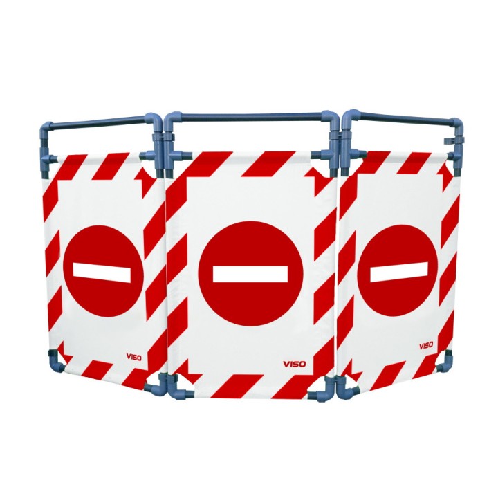 Barrière Travo Viso PVC - 3 vantaux - Logo SENS INTERDIT - Blanc-Rouge L 1700 x H 1000 mm