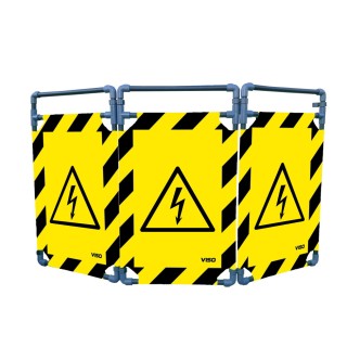 Barrière Travo Viso PVC - 3 vantaux - Logo DANGER ÉLECTRICITÉ - Noir-Jaune L 1700 x H 1000 mm