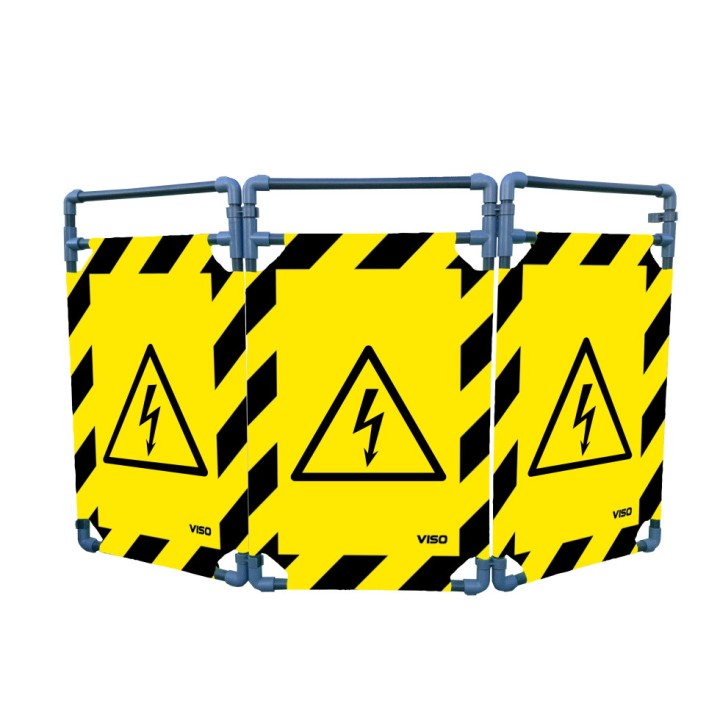 Barrière Travo Viso PVC - 3 vantaux - Logo DANGER ÉLECTRICITÉ - Noir-Jaune L 1700 x H 1000 mm