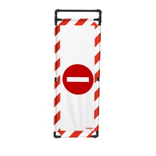 Barrière Travo Viso PVC - 1 Panneau - Logo SENS INTERDIT - Blanc-Rouge L 570 x H 1800 mm