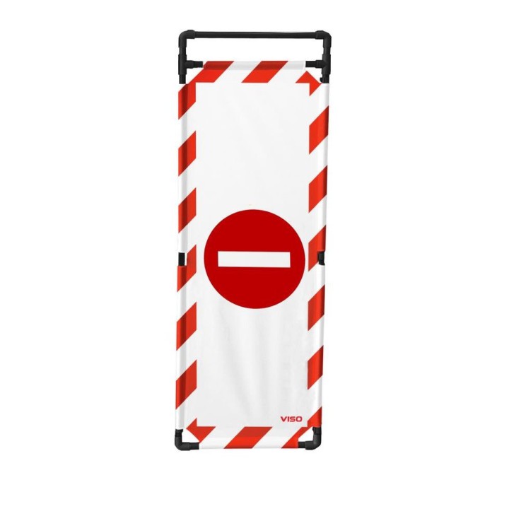 Barrière Travo Viso PVC - 1 Panneau - Logo SENS INTERDIT - Blanc-Rouge L 570 x H 1800 mm