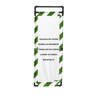 Barrière Travo Viso PVC - 1 Panneau - Logo TRAVAUX EN COURS - Vert-Blanc L 570 x H 1800 mm