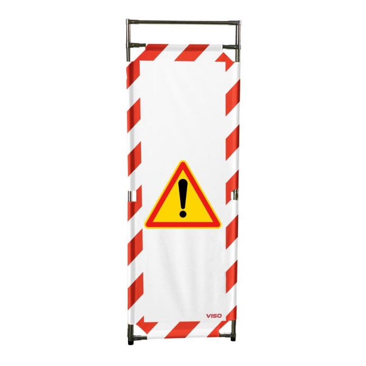 Barrière Travo Viso INOX - 1 panneau - Logo ATTENTION DANGER - Rouge-Blanc L 570 x H 1800 mm