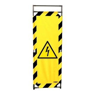 Barrière Travo Viso INOX - 1 panneau - Logo DANGER ÉLECTRICITÉ - Noir-Jaune L 570 x H 1800 mm