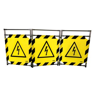 Barrière Travo Viso INOX- 3 vantaux - Logo DANGER ÉLECTRICITÉ - Noir-Jaune L 1700 x H 1000 mm