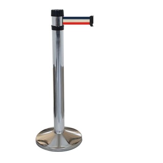 Poteau chromé RS4 Viso - sangle 4 m - bleu-blanc-rouge - larg. 50 mm