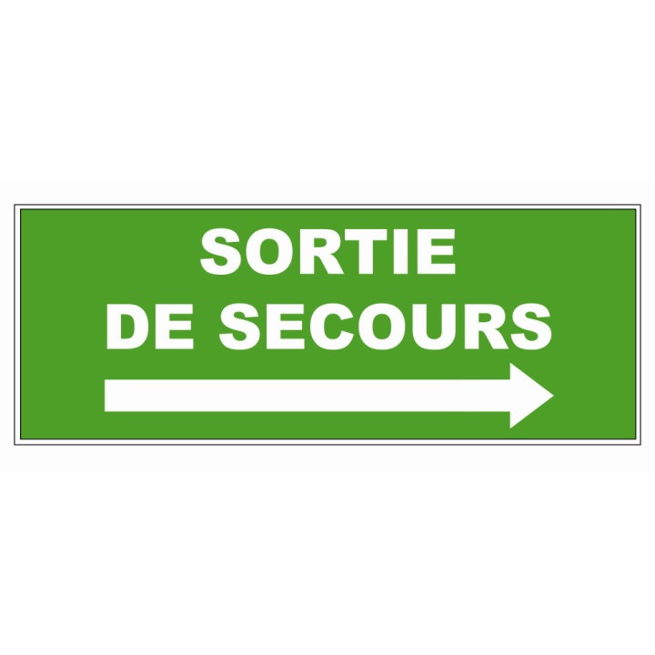 Panneau LP PVC Viso : SORTIE DE SECOURS (Flèche à droite) - Lot de 5