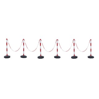 Kit 6 poteaux Viso PPE100RB avec 5 x 2.5 m de chaîne Ø 6mm + 12 anneaux de fixation