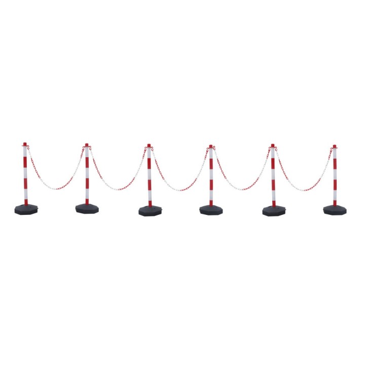 Kit 6 poteaux Viso PPE100RB avec 5 x 2.5 m de chaîne Ø 6mm + 12 anneaux de fixation