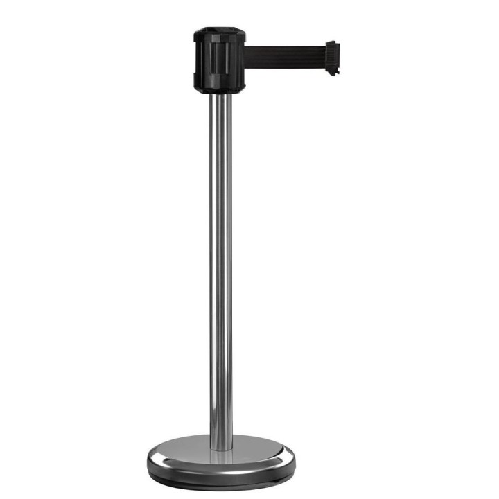 Poteau chromé RX2 Viso - boitier étanche sangle noir - Long. 2 m - Larg. 5 cm
