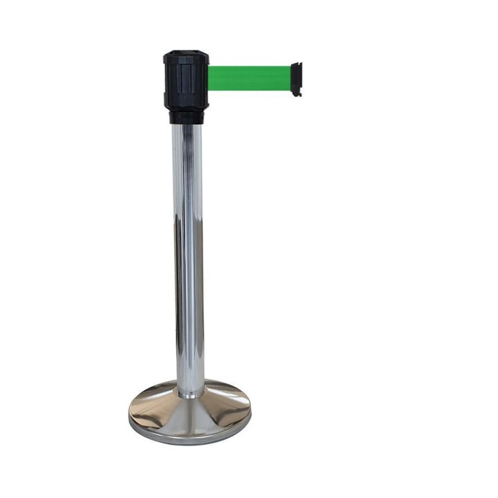 Poteau chromé RX4 Viso - boitier étanche sangle vert - Long. 4 m - Larg. 5 cm