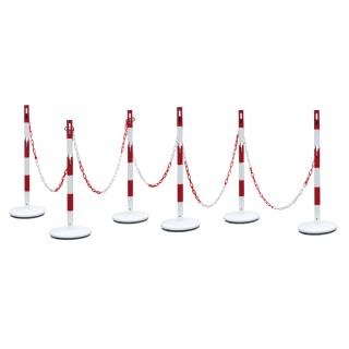6 poteaux POT BSA Viso + 15 m de chaine - rouge-blanc