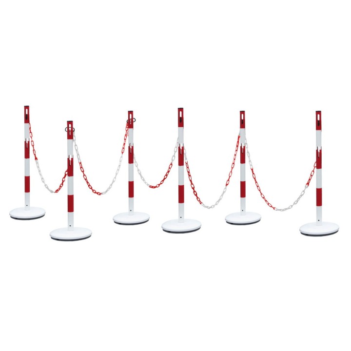 6 poteaux POT BSA Viso + 15 m de chaine - rouge-blanc