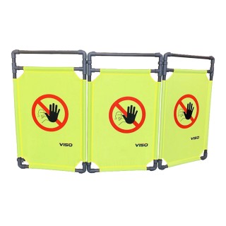 Barrière Travo Viso PVC - 3 vantaux - Logo ACCES INTERDIT - Jaune-Gris - L 1700  X H 1000 mm