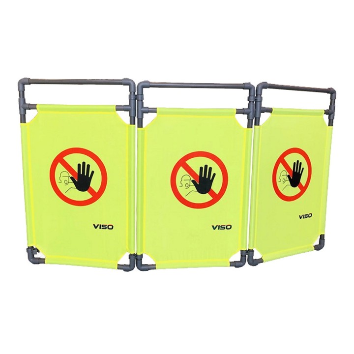 Barrière Travo Viso PVC - 3 vantaux - Logo ACCES INTERDIT - Jaune-Gris - L 1700  X H 1000 mm