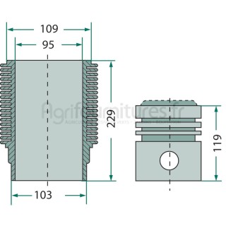 Kit cylindrée, Ø axe de piston 95 mm modèles AP 18,AP 22,A 111,A 122,A 133 par Porsche
