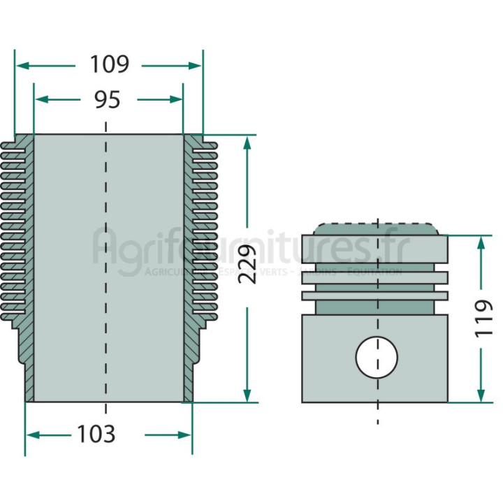 Kit cylindrée, Ø axe de piston 95 mm modèles AP 18,AP 22,A 111,A 122,A 133 par Porsche