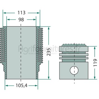 Kit cylindrée, piston Ø 98 mm,  intérieurØ 35 mm modèles Junior 109 par Porsche