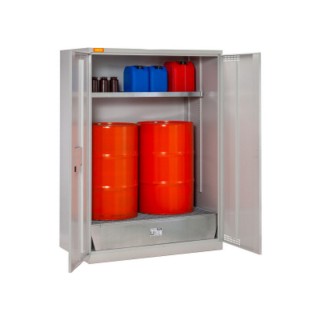 Armoire à fût 14/20, bac de rétention PE 250 L et caillebotis acier galvanisé Cemo