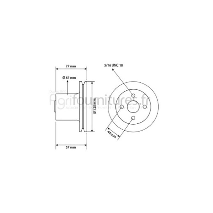 Poulie Ø 19 x 124.3 mm Bepco 30/131-8C pour moissonneuse - batteuse