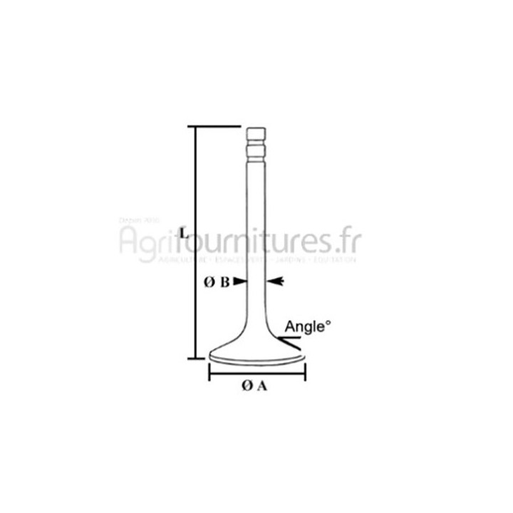 Soupape d'échappement Ø 40 x 9.5 mm - l 131 mm - 45° Bepco 26/43-17 pour tracteur