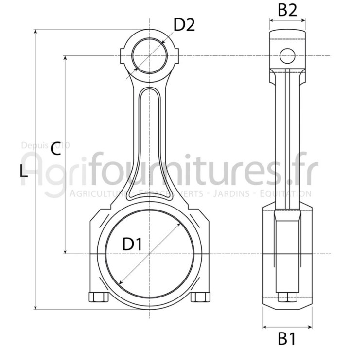 Bielle Ø 73 Bepco 26/25-9 pour tracteur