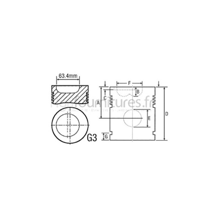 Piston avec axe +0.040'' - 1.02 mm Bepco 24/33-35D pour tracteur