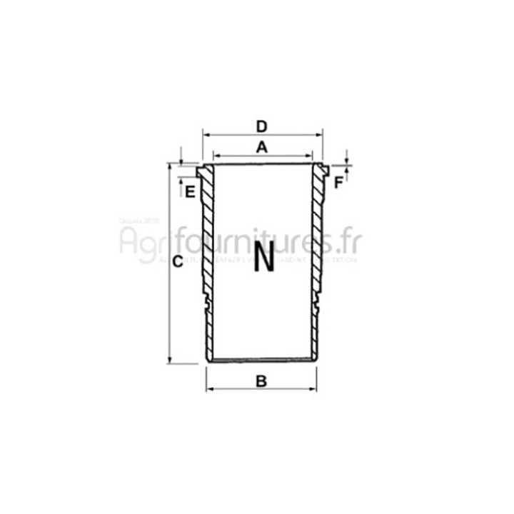 Chemise finie Ø 98 x 107.10 mm - l 197.15 mm Bepco 26/35-45 pour tracteur