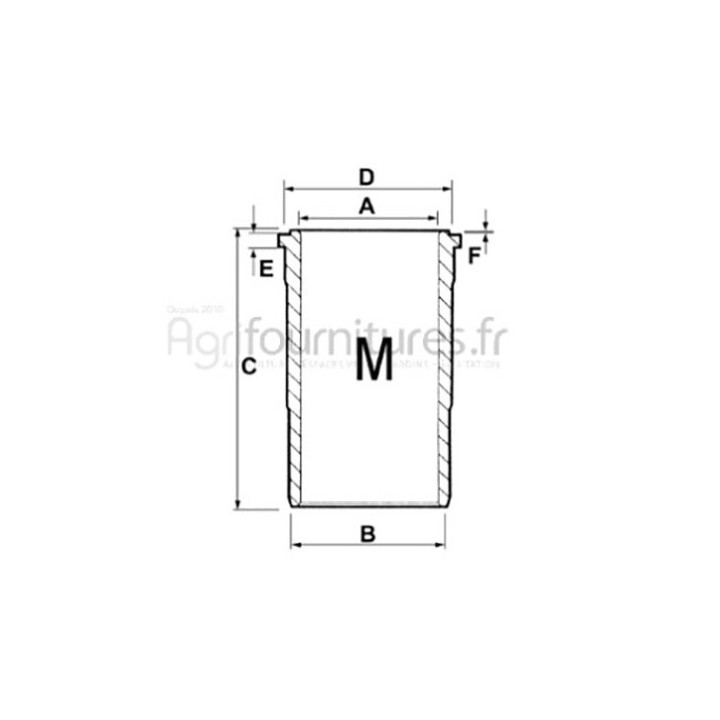 Chemise finie Ø 116 x 125.15 mm - l 233.10 mm Bepco 26/35-155 pour moissonneuse - batteuse
