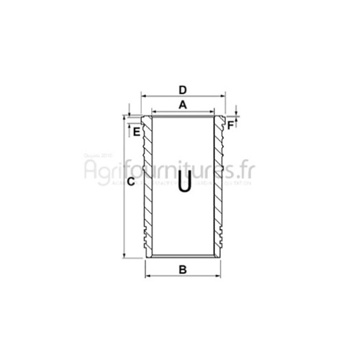 Chemise finie Ø 108 x 123 mm - l 218 mm Bepco 30/35-174 pour tracteur