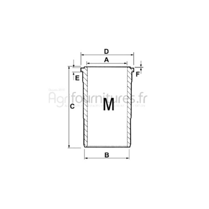 Chemise finie Ø 106.50 x 115.72 mm - l 218.82 mm Bepco 26/35-150 pour tracteur