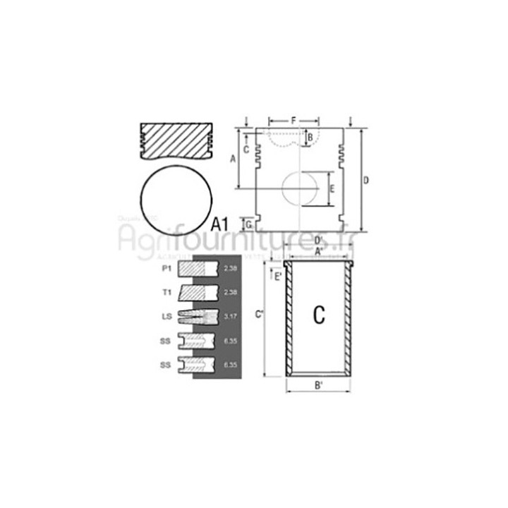 Ensemble chemise - piston Ø 91.49 mm Bepco 30/31-4 pour tracteur