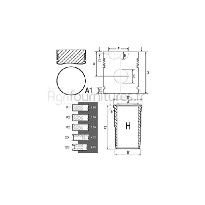 Ensemble chemise - piston Ø 79.38 mm Bepco 30/31-16 pour tracteur