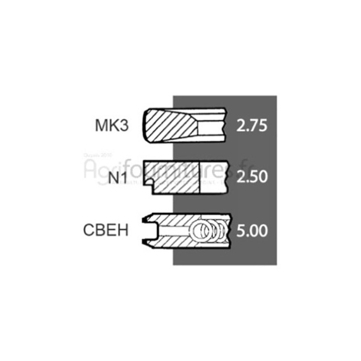 Jeu de segments Ø 102 mm - std Bepco 21/34-107 pour tracteur