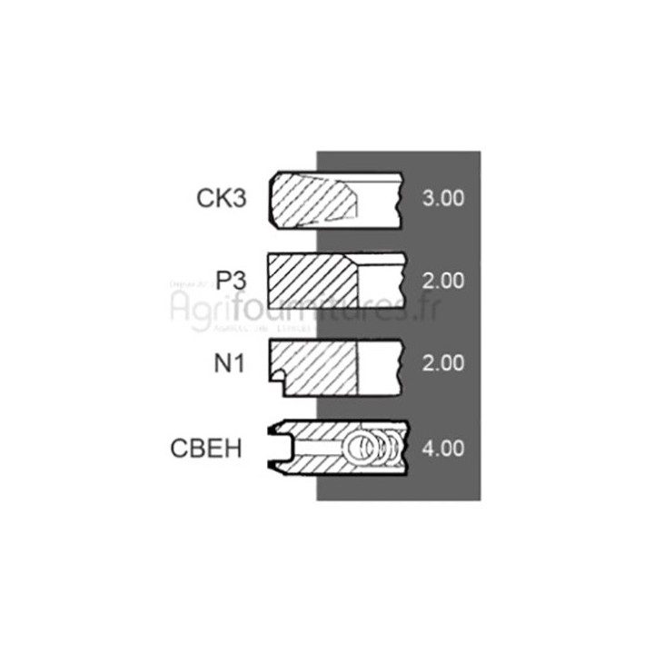 Jeu de segments Ø 100 mm - std Bepco 22/34-215 pour tracteur