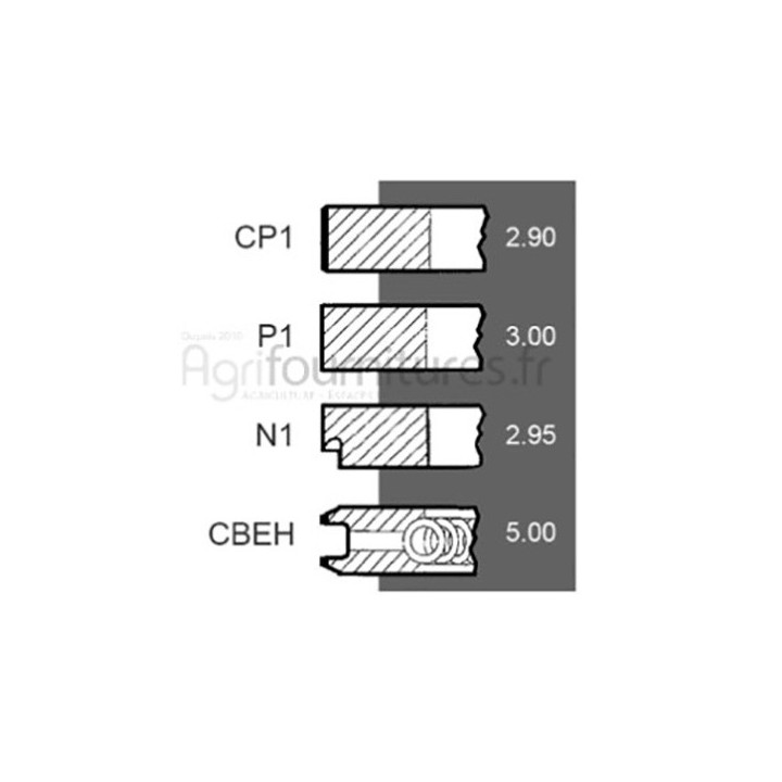 Jeu de segments Ø 95 mm - std Bepco 22/34-211 pour tracteur