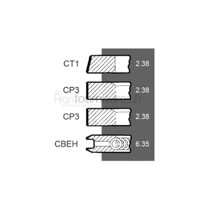 Jeu de segments Ø 101.05 mm - std Bepco 30/34-13 pour moissonneuse - batteuse