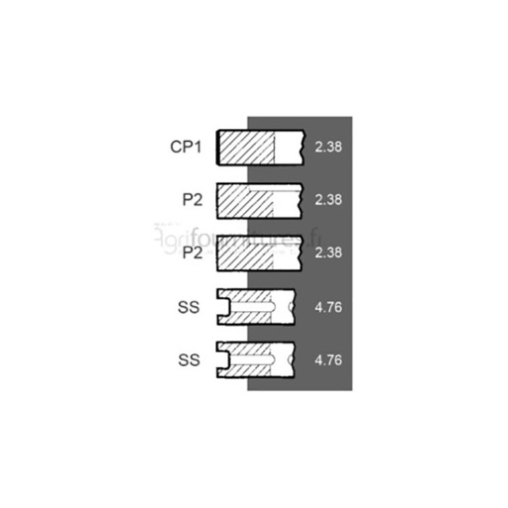 Jeu de segments Ø 88.90 mm - std Bepco 25/34-44 pour télescopique