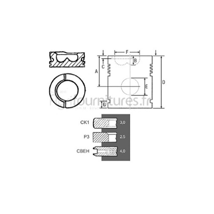Piston avec segments Ø 115 mm - std Bepco 23/32-265 pour tracteur