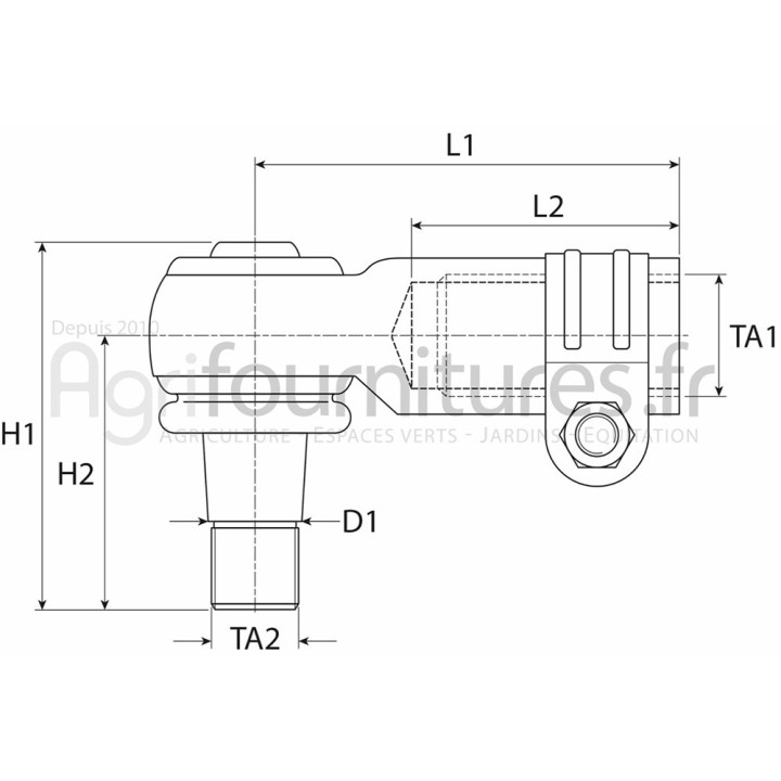Rotule droite m22 x 1.5 rh direction Bepco 26/496-160 pour tracteur