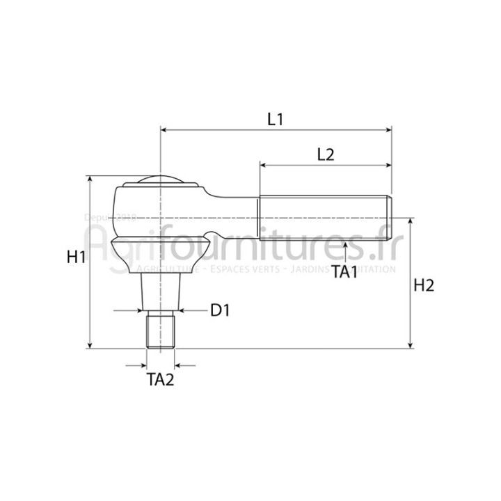 Rotule de vérin direction Bepco 25/581-7 pour tracteur