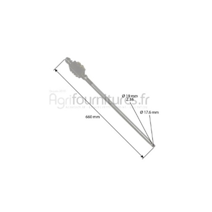 Arbre de colonne direction Ø 21 mm - l650 mm Bepco 24/530-9 pour tracteur