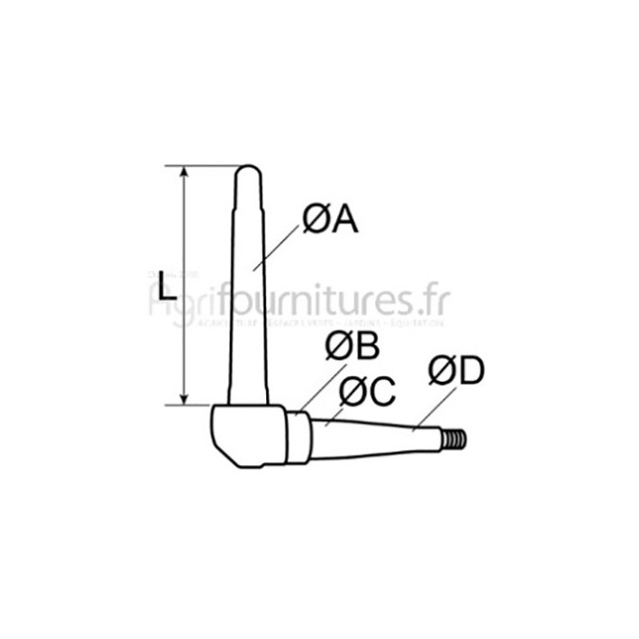 Fusée gauche l 248 mm Bepco 25/470-75 pour tracteur
